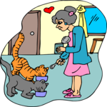 Feeding Cats Clip Art