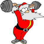 Santa Weight Lifting 2 Clip Art