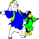 Bear & Penguin in Russia Clip Art