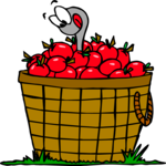 Worm in Apple Basket Clip Art