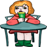 Girl at Table Clip Art