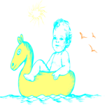 Boy & Pool Toy 2 Clip Art