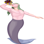 Merman with Horn Clip Art