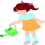 Girl & Watering Can Clip Art