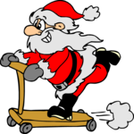 Santa on Scooter Clip Art