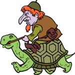 Gnome Riding Turtle Clip Art