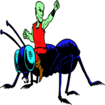 Elf Riding Ant Clip Art