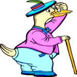 Duck with Cane Clip Art