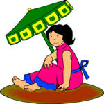 Girl Under Umbrella Clip Art