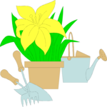 Flower Pot & Tools Clip Art