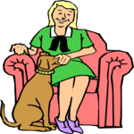 Woman Petting Dog Clip Art