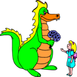 Dragon Giving Flowers Clip Art