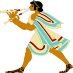 Man with Flutes Clip Art