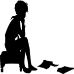 Silhouettes, Boy & Books Clip Art