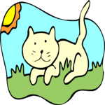 Cat on Grass 2 Clip Art