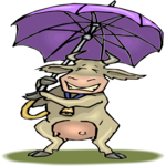 Cow with Umbrella Clip Art