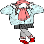 Girl in Sweater & Scarf Clip Art