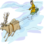 Eskimo on Sled 2 Clip Art