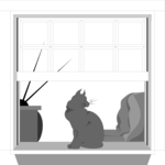 Window & Cat Clip Art