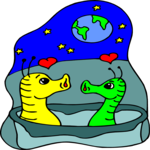 Space Aliens in Love 1 Clip Art