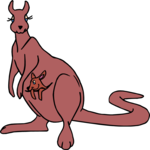 Kangaroo & Baby 4 Clip Art