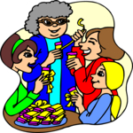 Assembling Party Favors Clip Art