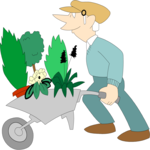 Wheelbarrow with Plants Clip Art