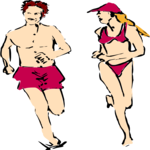 Couple Running (2) Clip Art