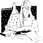 Girl Studying 1 Clip Art