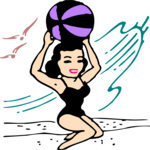 Woman & Beach Ball 1 Clip Art