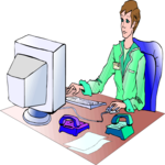 Woman at Computer 14 Clip Art