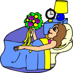Girl with Bouquet Clip Art