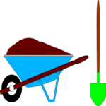 Wheelbarrel & Shovel Clip Art