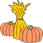 Cornstalk & Pumpkins Clip Art