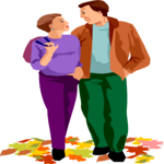 Couple in Park Clip Art