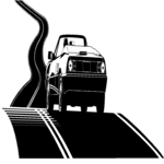 Car on Winding Road Clip Art