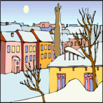 Town in Winter Clip Art