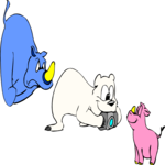 Bear & Rhinos Clip Art