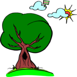 Tree & Clouds Clip Art