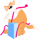 Cat Opening Gift Clip Art