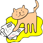 Cat & Newspaper Clip Art