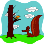 Fox & Bird Clip Art