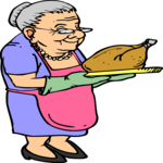 Grandmother with Roast Clip Art