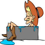 Cowboy Bathing 2 Clip Art