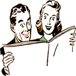 Couple Reading Newspaper Clip Art