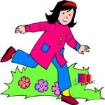 Girl in Garden Clip Art