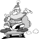 Santa Skateboarding Clip Art