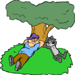 Relaxing Under Tree Clip Art