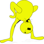 Yellow Dude - Hand Stand Clip Art