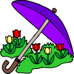 Roses with Umbrella Clip Art